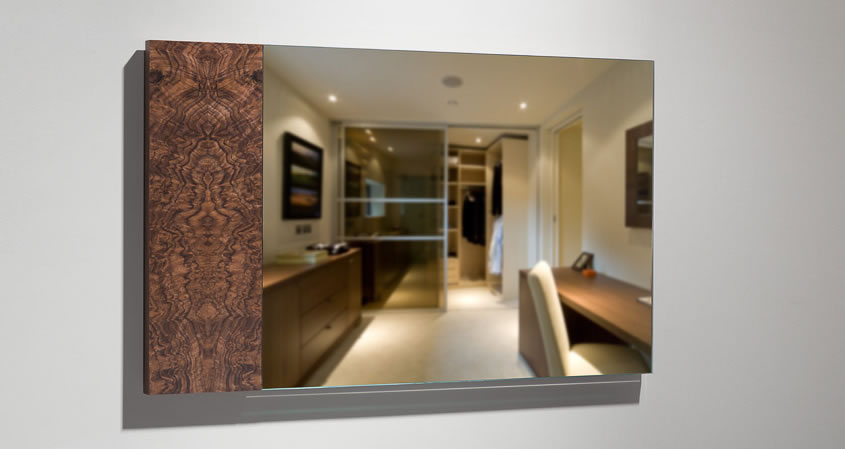 Rectangular mirror with burr walnut detail