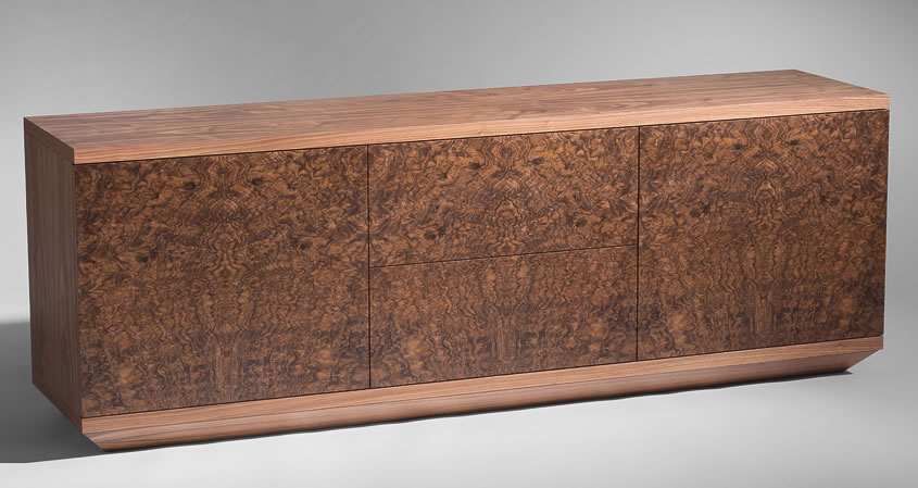 Walnut and burr walnut sideboard 